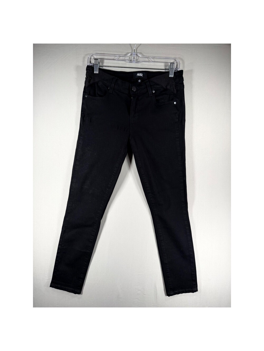 Paige Verdugo Ultra Skinny Maternity Jeans Black Elastic Inset Sz 26 Made in USA